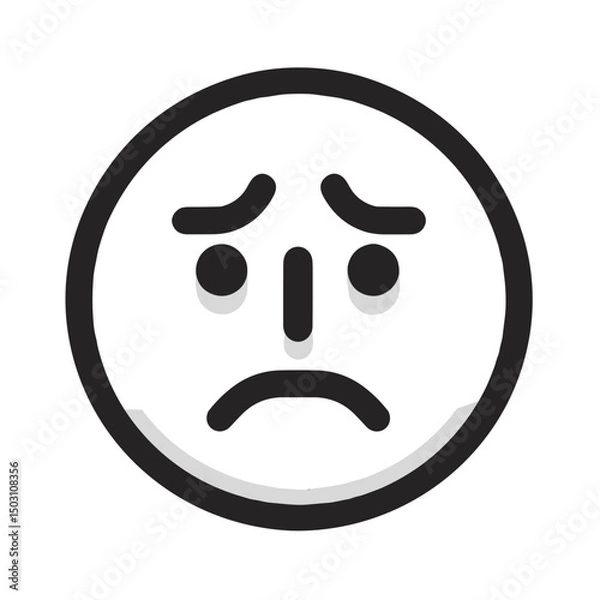 Obraz Sad face vector icon with expressive emotion for mental health and empathy on transparent background