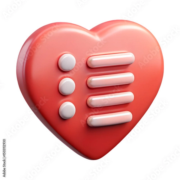 Obraz 3D Wishlist Heart Icon