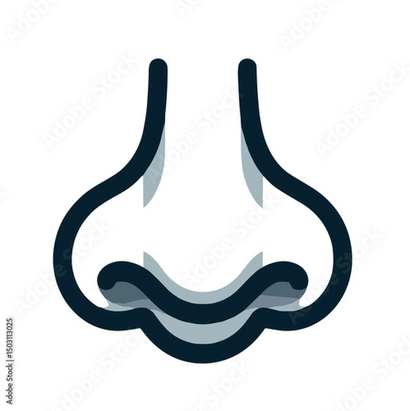 Obraz Stylized nose vector icon with modern design and soft shadows on transparent background for health, beauty, and anatomy concepts 