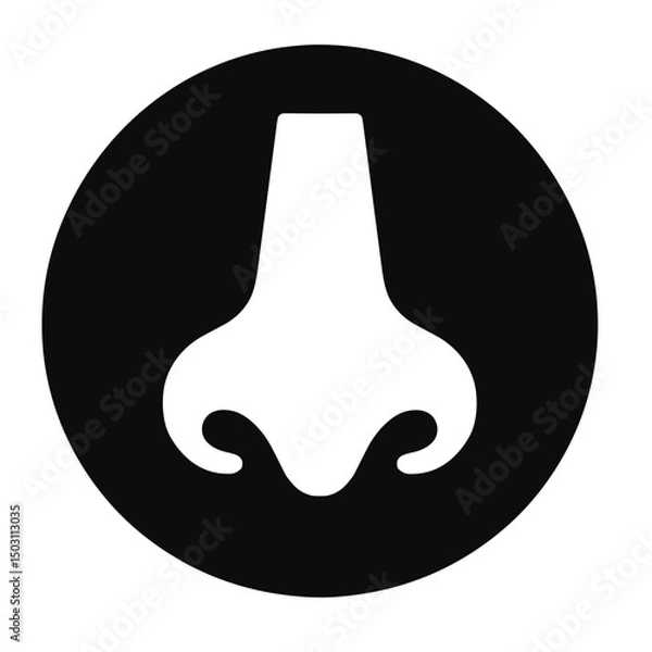 Obraz Bold nose vector icon for scent detection and fragrance design in black circle on transparent background
