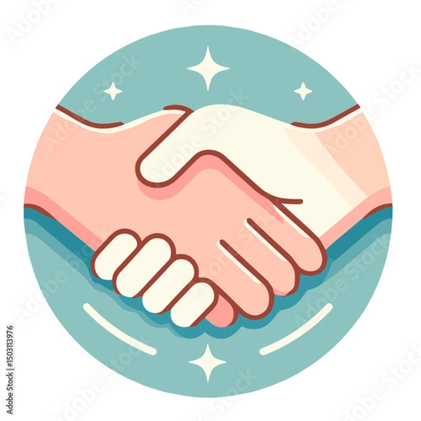 Obraz Colorful hands in handshake vector image for support and solidarity on transparent background