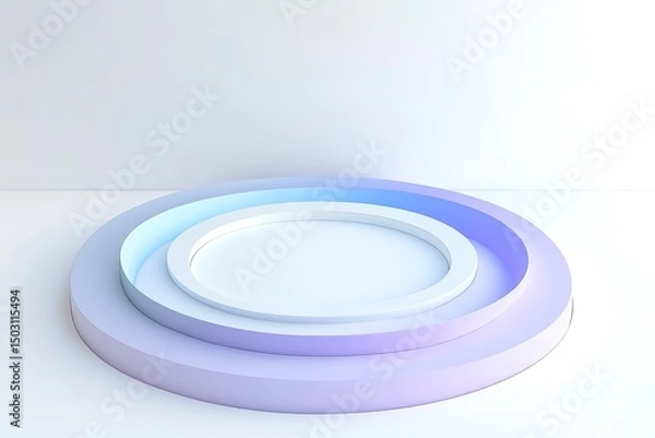 Fototapeta Elegant gradient color circles form a modern podium for product display on white surface