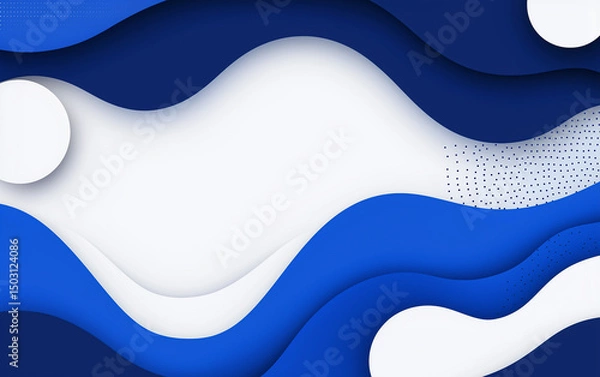 Obraz Abstract blue and white wave background flow fluid curve