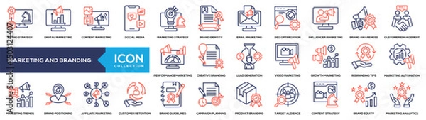 Fototapeta Marketing and Branding Line Color Icon Collection
