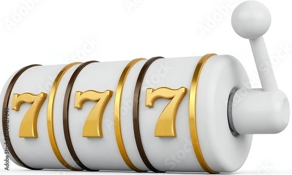 Obraz 3d black slot machine with 777 in casino vibes
