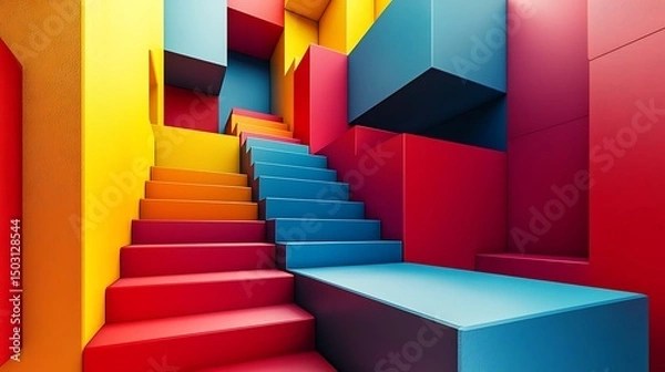 Obraz Vibrant geometric stairs in modern design high resolution picture