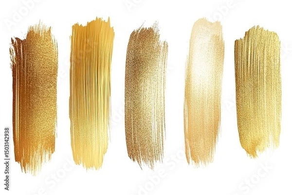 Fototapeta Shimmering golden brushstrokes create a luxurious texture over the transparent backdrop to enhance any project