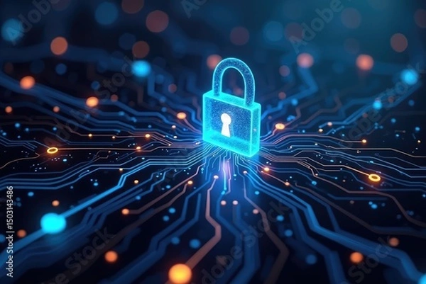 Fototapeta Cybersecurity Digital Lock  Data Protection