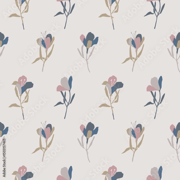 Fototapeta Vector flower illustration seamless repeat pattern