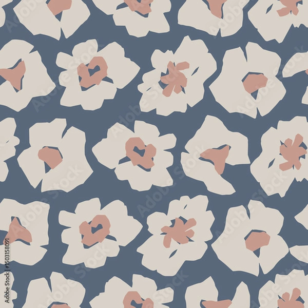 Fototapeta Vector abstract flower motif seamless repeat pattern