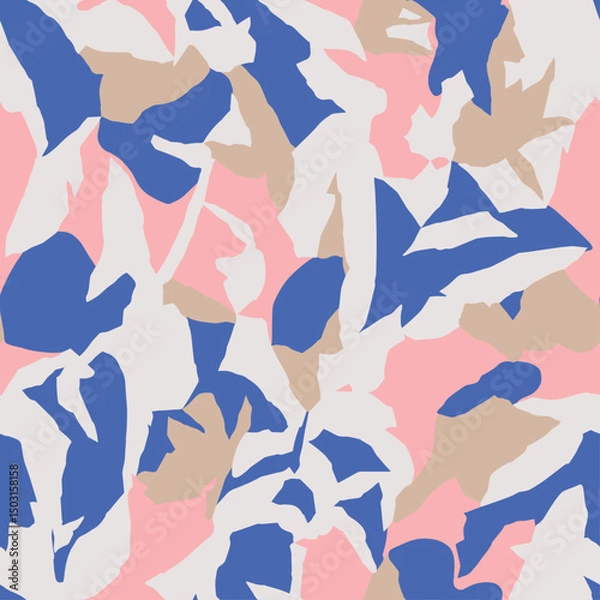 Fototapeta Vector abstract nature themed shapes seamless repeat pattern