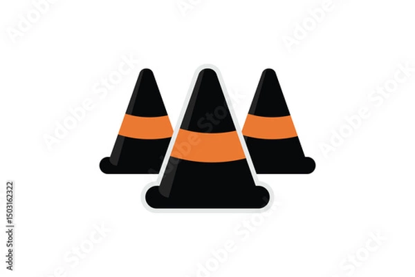Fototapeta traffic cones on white background