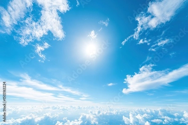 Fototapeta The sky is blue with a few clouds scattered throughout