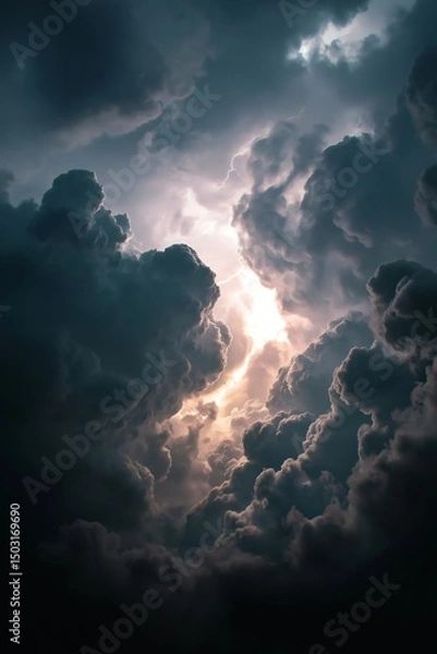 Fototapeta thunderstorm clouds with lightning