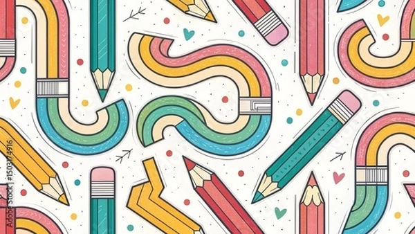 Obraz seamless pattern with colorful pencils