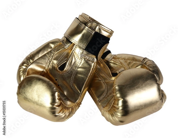 Obraz gold, bronze boxing-gloves on a white background. (isolated)