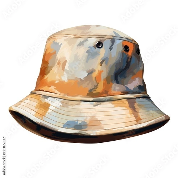 Obraz  A hat with a brown and orange color., isolated on white background.