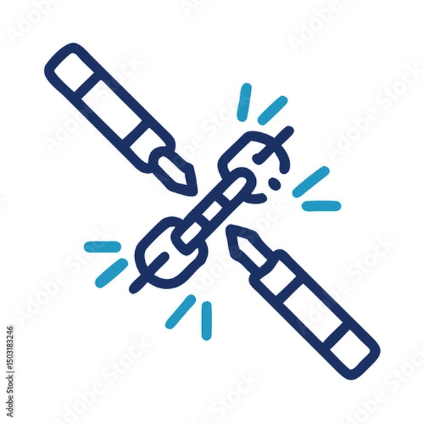 Fototapeta Pen Breaking Chains Icon – Freedom of Expression and Creative Liberation Symbol