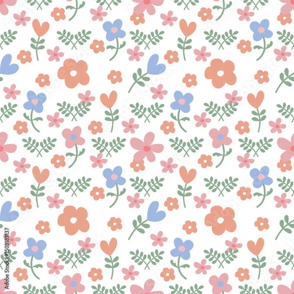 Fototapeta Floral pattern design, white isolate background