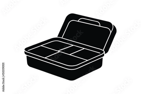 Obraz Silhouette art illustration of an open lunch box showing compartments.eps