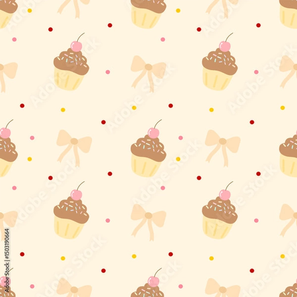 Obraz seamless background with cupcakes