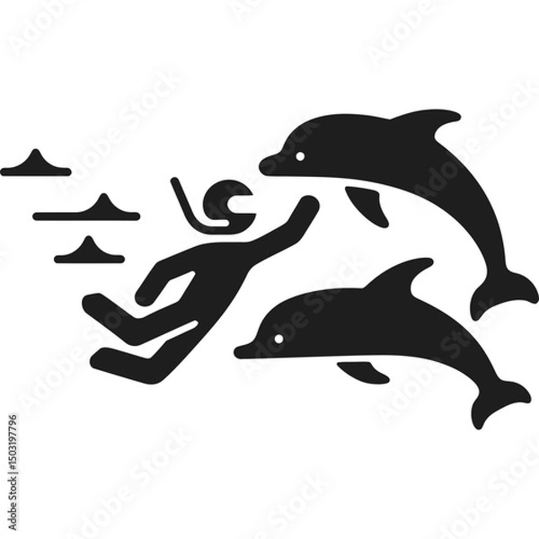 Obraz Swimming with dolphins icon