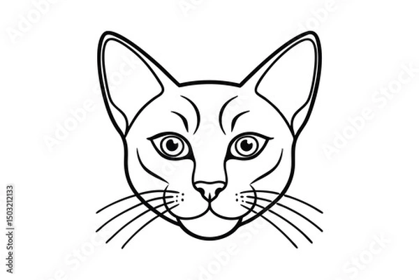 Fototapeta Elegant line art cat head minimalist pet portrait design