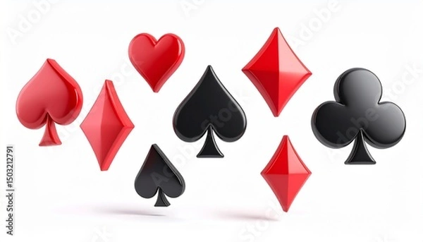 Obraz Suit of playing cards. Vector illustration 3d symbols isolated on white