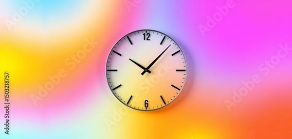 Obraz Modern clock face on vibrant gradient background, ample copy space,  abstract background, clock