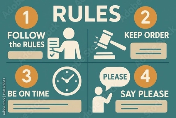 Obraz Illustrative Graphic Presenting Four Basic Rules of Conduct or Order