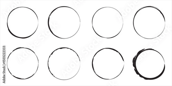 Obraz Hand drawn circle line sketch set isolated on white background. Vector circular scribble doodle round circles for message and for note mark . Vector illustration. eps10