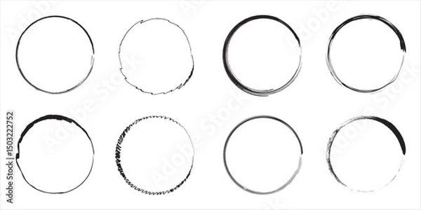 Obraz Hand drawn circle line sketch set isolated on white background. Vector circular scribble doodle round circles for message and for note mark . Vector illustration. eps10