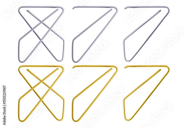 Obraz Two steel and gold colored butterfly clips realistic vector illustration set.