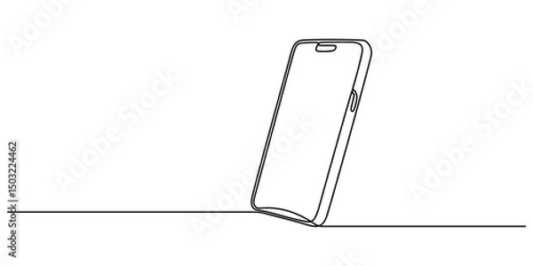 Obraz Smart phone icon continuous one line drawing with  isolate simple outline vector illustration, One continuous line drawing of smartphone vector illustration. Cellular phone monoline design. Technology