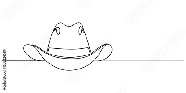 Fototapeta Continuous single drawn one line men hat, one line drawing of cowboy hat. Simple cowboy hat line art, Cowboy hat continuous one line drawing vector illustration. Premium vector, Boater Hat Continuous.