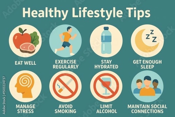 Obraz Infographic Illustrating Tips for a Healthy Lifestyle and Well-being