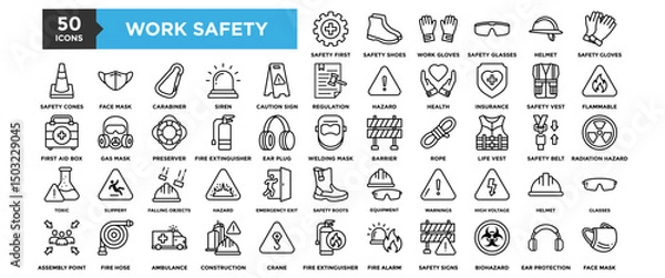 Obraz 50 Work Safety icon set for design elements