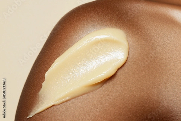 Fototapeta Close-up of skincare cream applied to shoulder.