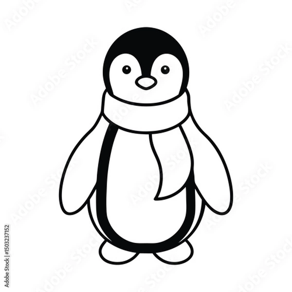 Fototapeta cute penguin with scarf vector art