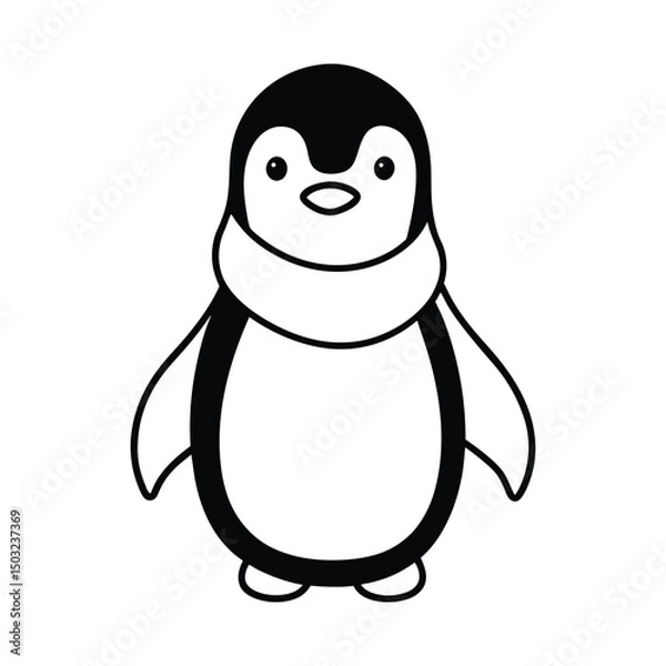 Fototapeta cute penguin with scarf vector art