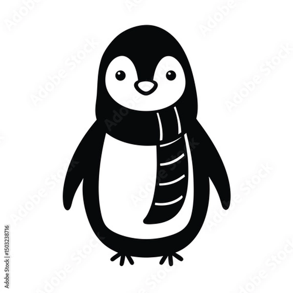 Fototapeta cute penguin with scarf vector art