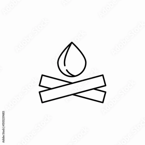 Fototapeta bonfire with drop above icon sign vector
