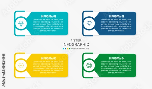 Fototapeta Four Step Infographic element design Vector template for presentation. process diagram and presentations step, workflow layout, banner, flow chart, info graphic vector illustration.