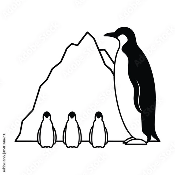 Fototapeta penguin silhouette vector illustration