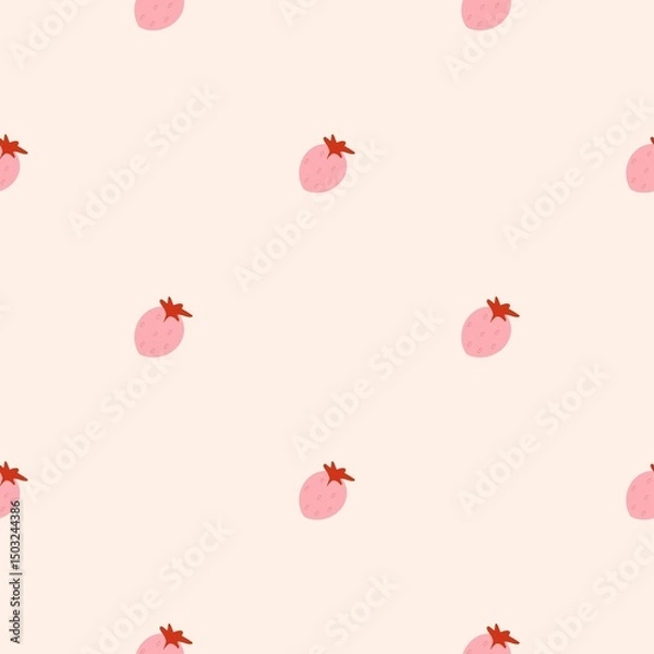 Fototapeta Seamless pattern with pink strawberries