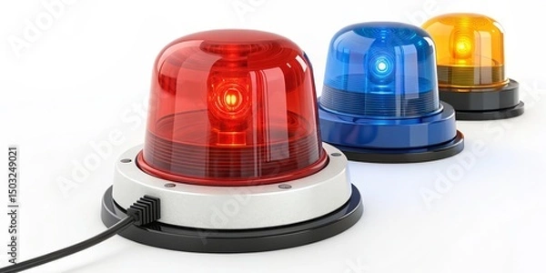 Fototapeta Emergency Lights Red, Blue and Amber, Alert ,Warning