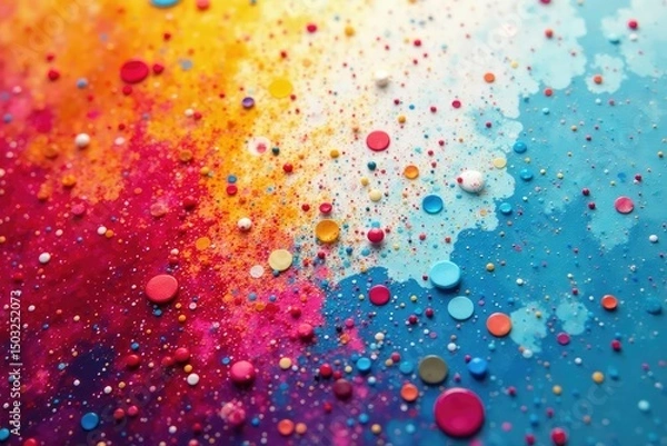 Fototapeta Abstract paint splatter with blurred edges revealing underlying pattern, stroke, acrylic