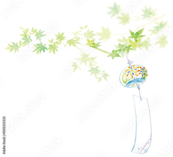 Obraz 水彩手描きの風鈴No.4(日本の夏の風景) 