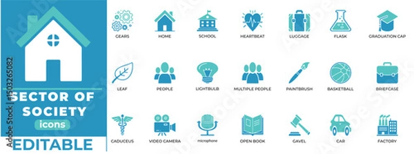 Fototapeta Editable sector of society icons with clean, modern vector design