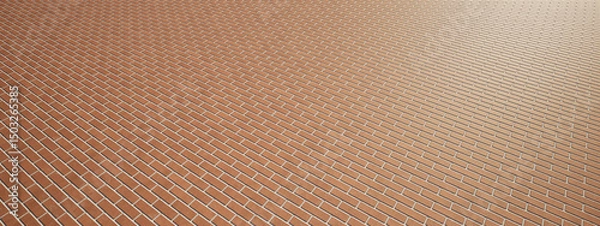 Fototapeta Concept or conceptual vintage or grungy brown background of brick texture floor as a retro pattern layout. A 3d illustration for construction, architecture, urban and interior design